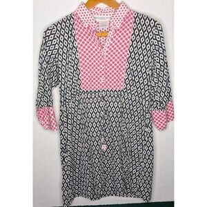 Gretchen Scott Pink, Black And White Cotton  Dress/ Shirt Size S Small (578)